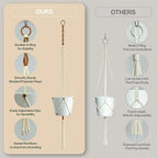 Macrame Plant Hanger Polyester Rope 42 Inch Outdoor Indoor Adjustable Hanging - Image 5