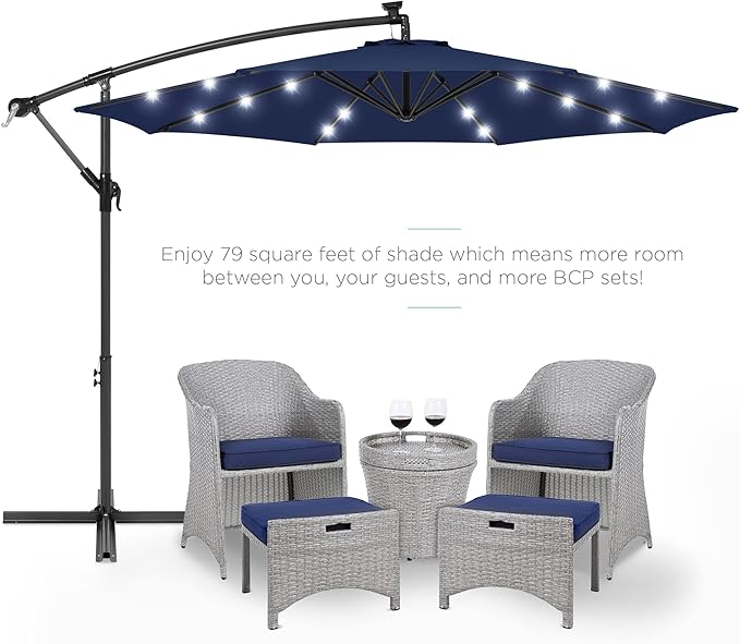 Best Choice Products 10ft Solar LED Offset Cantilever Hanging Market Patio - Image 2