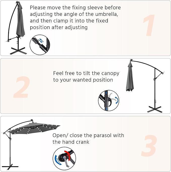 Yaheetech 10FT Solar Offset Umbrella - Image 7