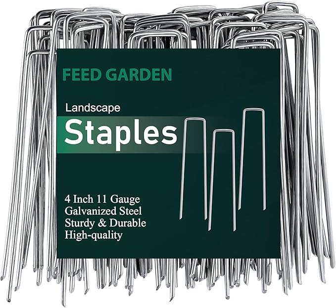 FEED GARDEN 4 Inch 25 Pack Galvanized Landscape Staples 11 Gauge Anti-Rust by FEEDGARDEN