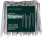 FEED GARDEN 4 Inch 50 Pack Galvanized Landscape Staples 11 Gauge Anti-Rust by FEEDGARDEN