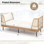 Tangkula Patio Rattan Daybed, Boho Outdoor Wicker Lounge Sofa - Image 5