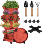 Vertical Strawberry Planter-5 Tier Stackable Herb Tower Planters Stacking by SunFunUSA