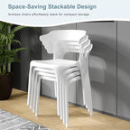 VECELO 4 Pack Plastic Stacking Chairs, Stackable Dining Chairs - Image 4