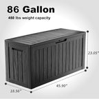 86 Gallon Outdoor Deck Box, Lockable Waterproof Outdoor Storage Boxes - Image 2
