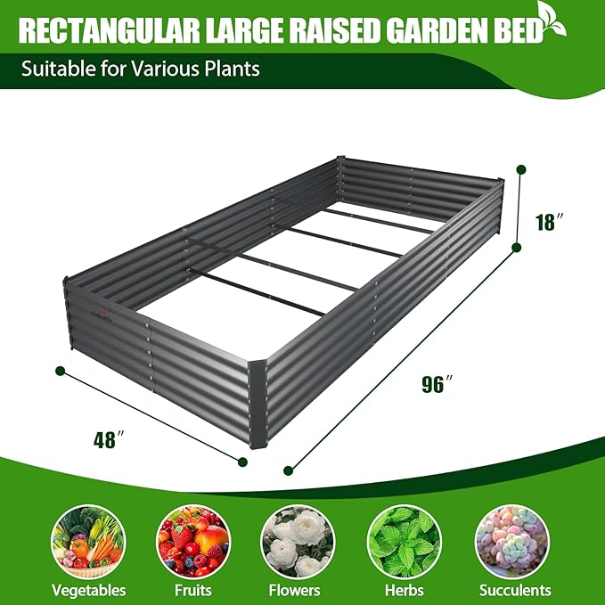 A ANLEOLIFE 8X4X1.5 ft Galvanized Raised Garden Beds Outdoor, Rectangular Metal - Image 5