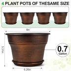 Plant Planters Pots Set of 4 Pack 8 Inch, Plastic Flower Pot - Image 3