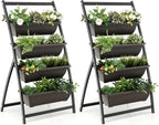 Giantex 2 Pcs 4.1FT Vertical Raised Garden Bed, 4-Tier Elevated Planter Box w/4 by Giantex