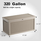DRATO 320 Gallon Deck Box, Outdoor Large Waterproof Resin Storage Box - Image 3