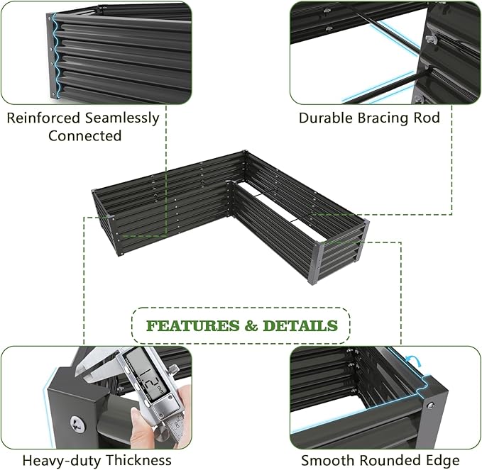 A ANLEOLIFE Set of 12 18 Inch Tall Raised Garden Beds Kit, Rectangular & - Image 5