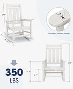 KINGYES Oversized Outdoor Rocking Chair Set of 6, All-Weather Patio Rocking - Image 2