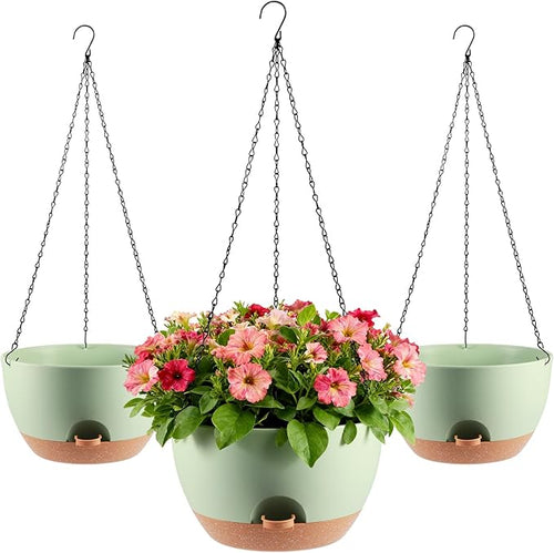 3-Piece Set of 10-Inch Hanging Planters by Unknown