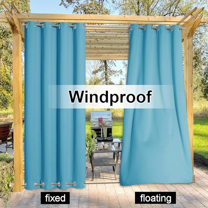 NICETOWN 2 Panels Weighted Outdoor Curtains 84 inch Long, Stainless Grommet Top - Image 4