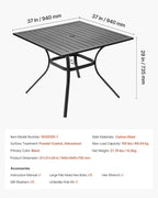 VEVOR Outdoor Patio Dining Table, 37 inch Square Metal Steel Slat Backyard - Image 3
