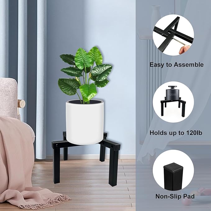 4 Pcs Four Legs Adjustable Metal Plant Stand - Image 7