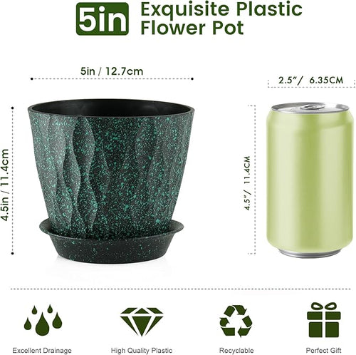 5 inch Plant Pots for Indoor Outdoor Plants, 6 Pack Thick Nursery Pots - Image 2