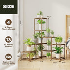 Bamworld Plant Stand Indoor Corner Plant Shelf Wood Plant Holder 13 Pots - Image 4