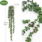 10 Pcs Artificial Succulents Hanging Plants, Fake String of Pearls Greenery - Image 3