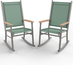 Shintenchi 2 Pcs Outdoor Rocking Chairs Set, Upgraded High Back Patio Rocking by Shintenchi