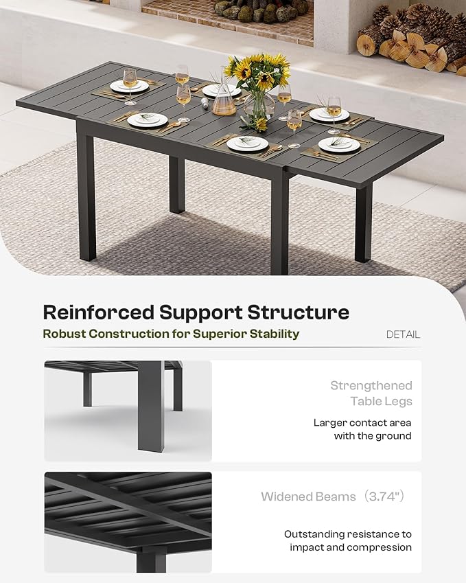 Outdoor Aluminum Patio Dining Table Set - Image 6