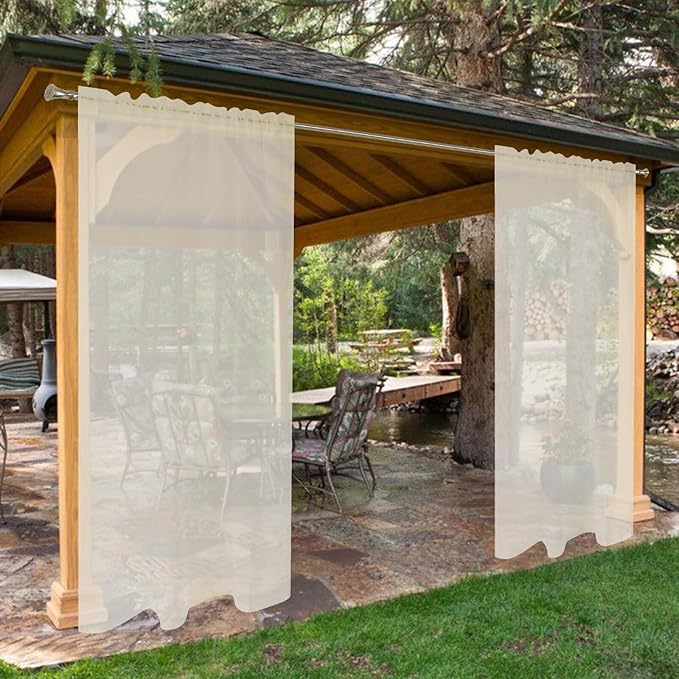 SpaceDresser Waterproof Outdoor Sheer Curtains by SpaceDresser