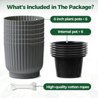 T4U 6 Inch Self Watering Pots for Indoor Plants, 6 Pack Plant Pots, Self - Image 6