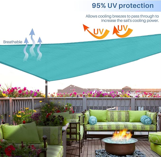 E&K Sunrise 3' x 3' x 3' Sun Shade Sail Triangle Canopy Shade Cover UV Block - Image 5