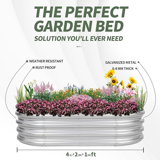 1MORE Galvanized Raised Garden Bed- Planter Garden Boxes Outdoor, Raised Beds - Image 4