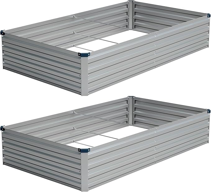 Vengarus 8x4x1FT Galvanized Raised Garden Bed Kit, Outdoor Metal Planter Box by Vengarus