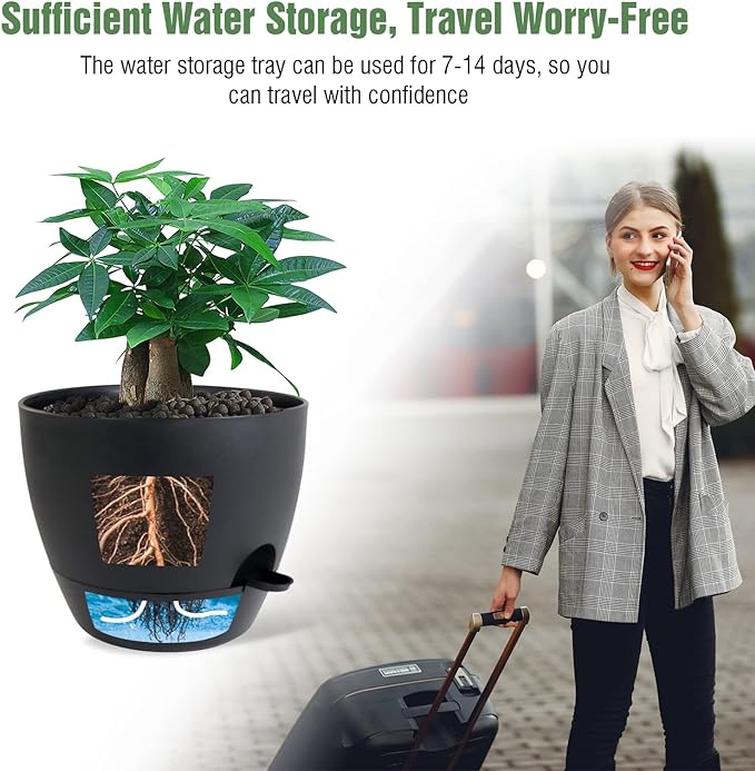 12 inch Large Self Watering Pots, Plastic Planters - Image 5