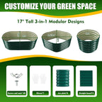 17" Tall Elevated Oval Metal Raised Garden Bed - 4ft x 2ft in Size and 0.8MM - Image 2