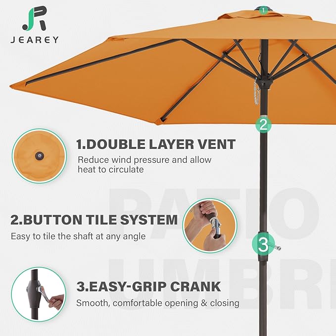 JEAREY 7.5FT Patio Umbrella Market Table Umbrella - Image 6