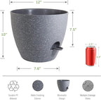 12inch 2Pack Large Self Watering Planters, Plastic Plant Pots - Image 2