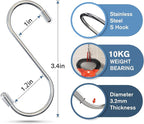 Myfolrena 20 Pack S Hooks for Hanging, 3.4 Inch Metal S Shaped Hook Heavy Duty - Image 3
