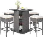 Tangkula 5 Piece Outdoor Rattan Bar Set, Patio Bar Furniture by TANGKULA