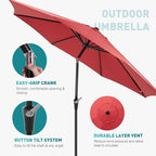 OLIXIS 9ft Patio Umbrella with Tilt and Crank Button & 8 Sturdy Ribs Waterproof - Image 2