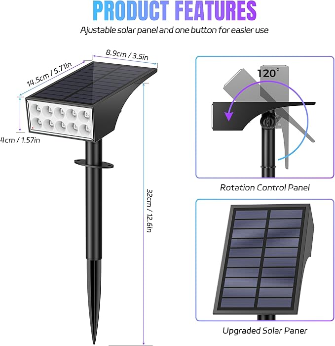 Solar Spot Lights Outdoor Color Changing, Christmas Landscape Spotlights - Image 9