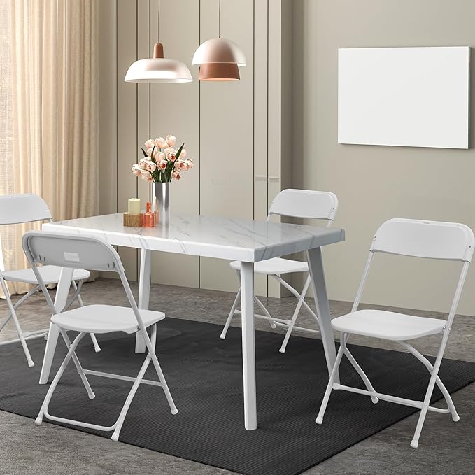 VINGLI 8 Pack White Plastic Folding Chair, Indoor Outdoor Portable Stackable - Image 2