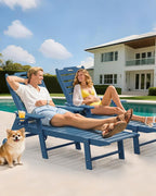 Carauci Lounge Chair Outdoor Set of 2, HDPE Chaise Lounge - Image 2