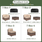 Aoxun 14 Piece Patio Furniture Set Wicker Rattan Patio Conversation Set Outdoor - Image 6