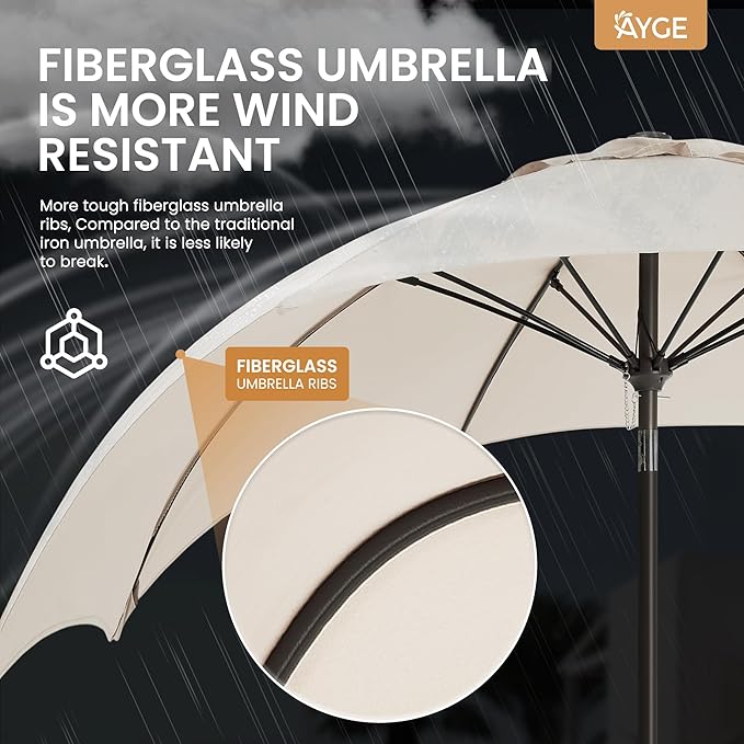 Ayge 9FT Large Outdoor Patio Umbrella Market Table Umbrella-UV Resistant - Image 2