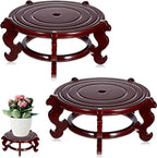 Geetery 2 Pcs 4 to 12 in Wooden Plant Stands Indoor Chinese Oriental Plant Stand by Geetery