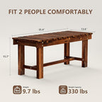 35.5" Outdoor Garden Bench, Weatherproof Patio Benches 2-Person Seat Backless - Image 2
