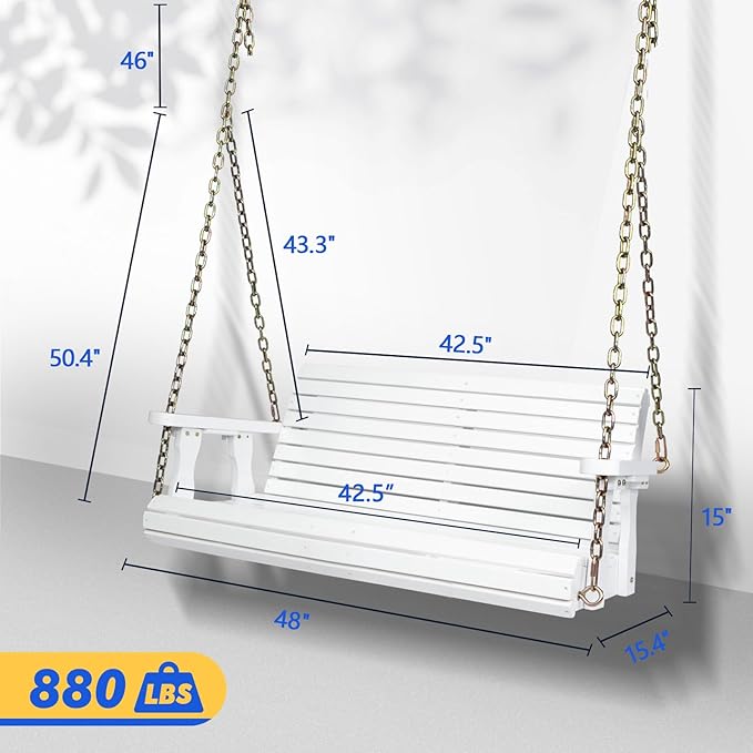 VINGLI Upgraded Patio Wooden Porch Swing - Image 2