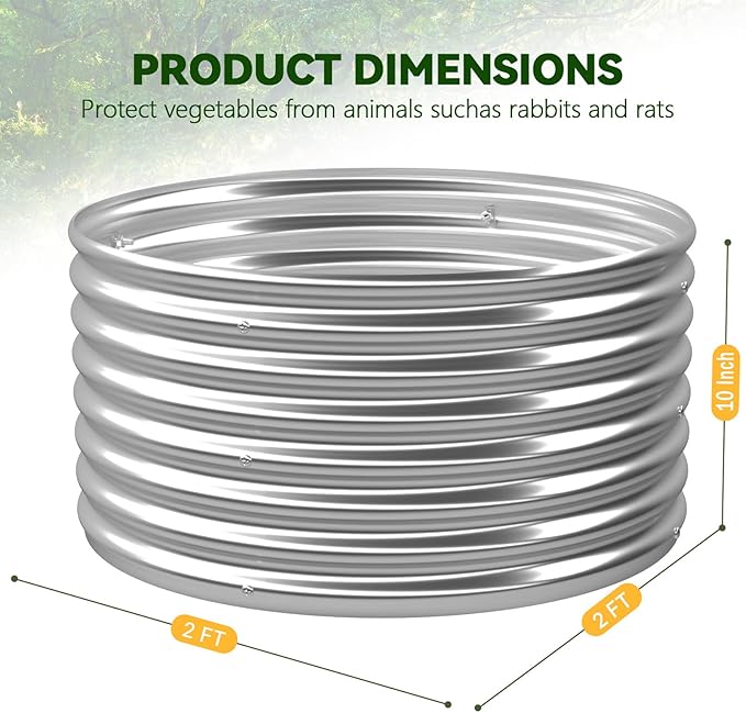 4 Pack 2x2FT Round Raised Beds for Gardening, Corrugated Galvanized Steel - Image 2