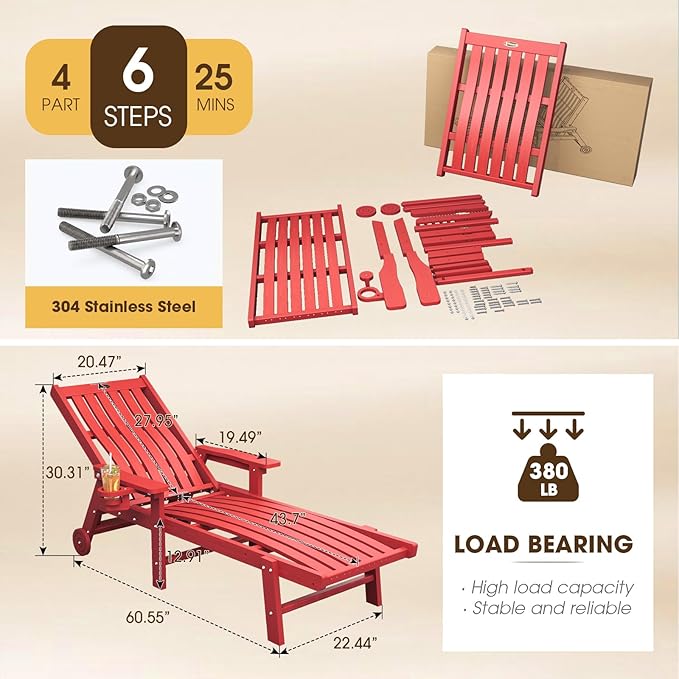 Patio Chaise Lounge Chair, Oversized Lounge Chair Outdoor - Image 2