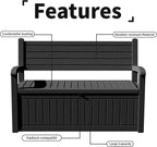 80 Gallon Outdoor Storage Bench Deck Box Waterproof Lockable, Outdoor Storage - Image 8