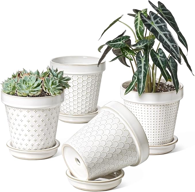 LE TAUCI Ceramic Plant Pots, 6 Inch Flower Pot by LETAUCI