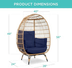 Best Choice Products Wicker Egg Chair, Oversized Indoor Outdoor Lounger - Image 3