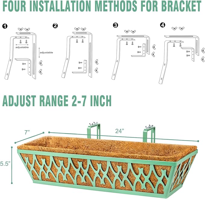 2 Pack 24 Inch Window Boxes Planters Railing Planter Box - Image 5